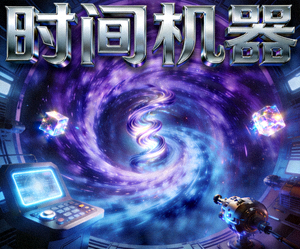 科幻电影《时间机器》海报，展示未来科技与时间漩涡